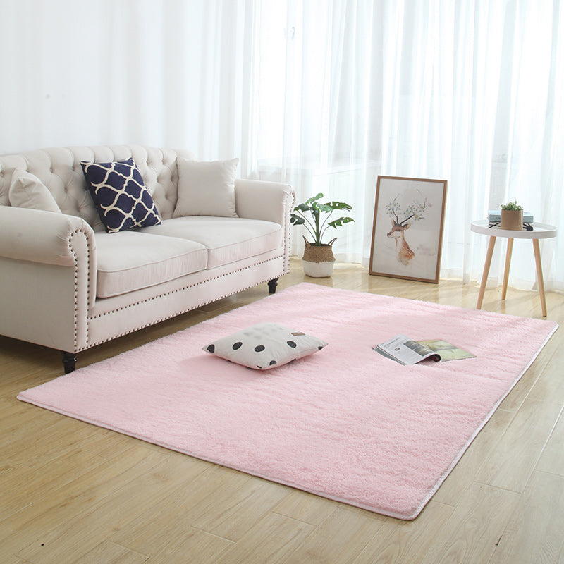 Scandinavian Solid Color Rug Multi Color Faux Wool Rug Stain Resistant Washable Non-Slip Rug for Bedroom Pink Clearhalo 'Area Rug' 'Casual' 'Rugs' Rug' 2172176