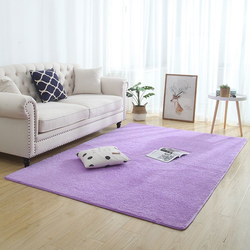 Scandinavian Solid Color Rug Multi Color Faux Wool Rug Stain Resistant Washable Non-Slip Rug for Bedroom Purple Clearhalo 'Area Rug' 'Casual' 'Rugs' Rug' 2172178