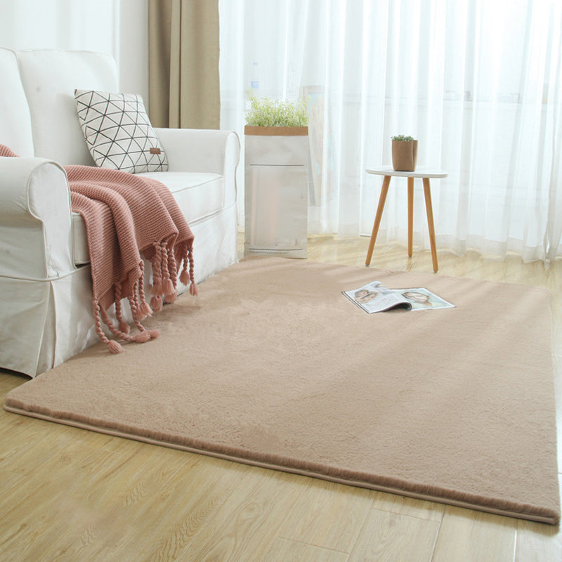 Minimalist Bedside Foot Rug Multi Colored Plain Rug Faux Fluff Non-Slip  Backing Washable Stain Resistant Rug - Clearhalo