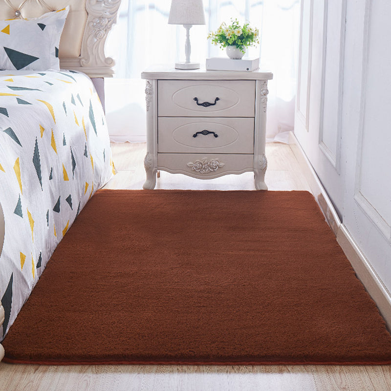 Minimalist Bedside Foot Rug Multi Colored Plain Rug Faux Fluff Non-Slip  Backing Washable Stain Resistant Rug - Clearhalo