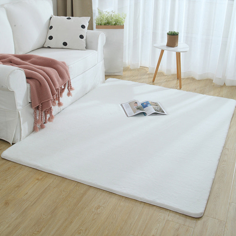 Minimalist Bedside Foot Rug Multi Colored Plain Rug Faux Fluff Non-Slip  Backing Washable Stain Resistant Rug - Clearhalo