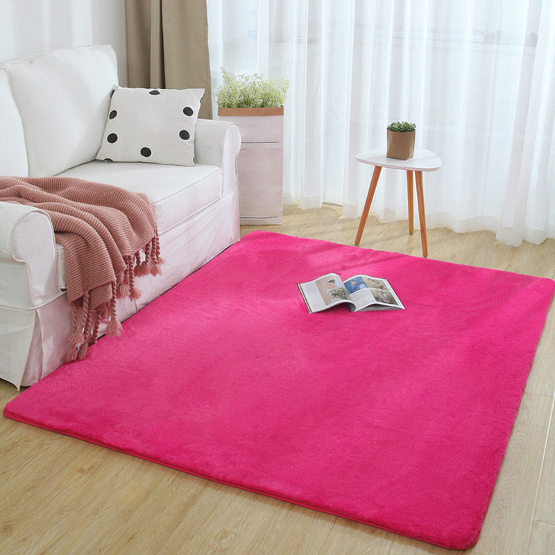 Minimalist Bedside Foot Rug Multi Colored Plain Rug Faux Fluff Non-Slip  Backing Washable Stain Resistant Rug - Clearhalo