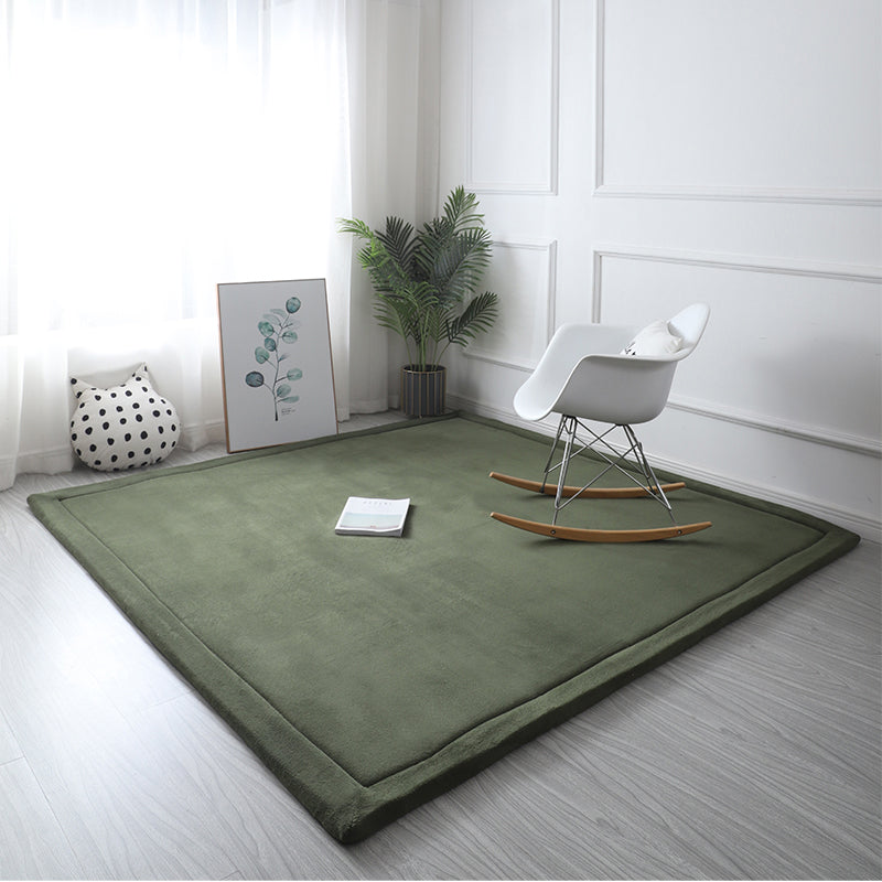 Contemporary Home Rug Multicolor Plain Carpet Polyester Non-Slip Backing Stain Resistant Machine Washable Rug with Border Olive Green Clearhalo 'Area Rug' 'Casual' 'Rugs' Rug' 2172341