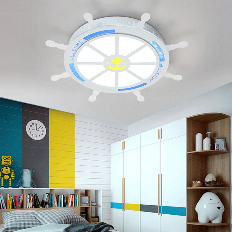 LED Bedroom Flush Light Fixture Cartoon Stylish Blue/Pink Flushmount Lighting with Rudder Acrylic Shade Clearhalo 'Ceiling Lights' 'Close To Ceiling Lights' 'Close to ceiling' 'Flush mount' Lighting' 217250