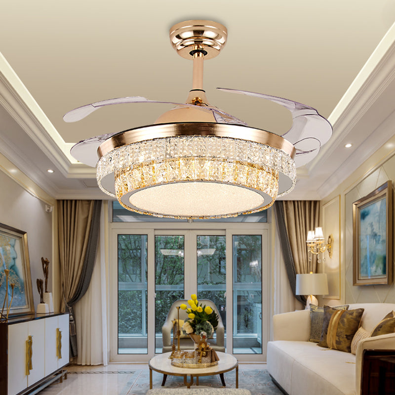 Round Prismatic Crystal Chandelier Pendant Minimalist Brass Finish Hanging  Light - Clearhalo