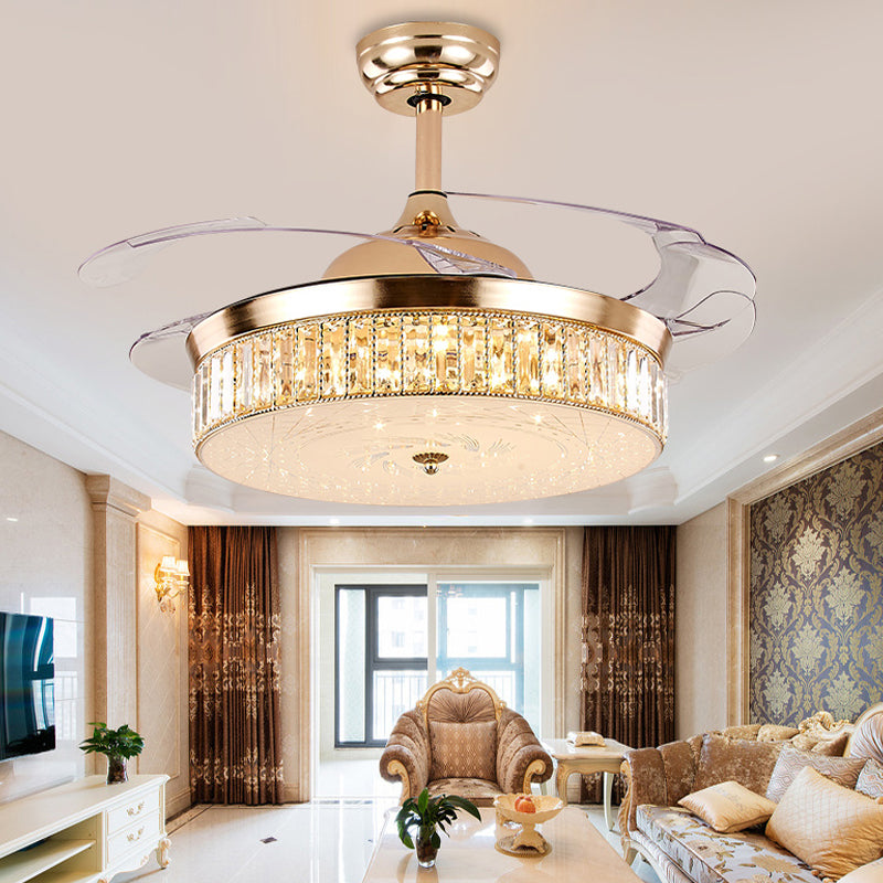 Round Prismatic Crystal Chandelier Pendant Minimalist Brass Finish Hanging  Light - Clearhalo