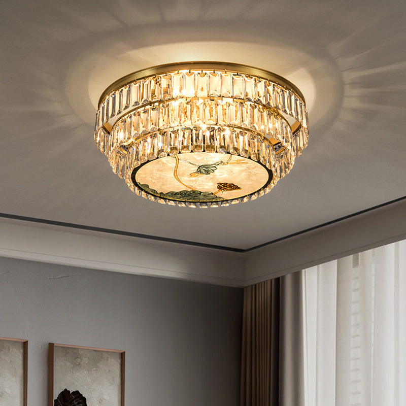 Faceted Crystal Circle Shaped Flush Mount Lighting Minimalist Brass LED Flush Mount Fixture Clearhalo 'Ceiling Lights' 'Close To Ceiling Lights' 'Close to ceiling' 'Flush mount' Lighting' 2172517