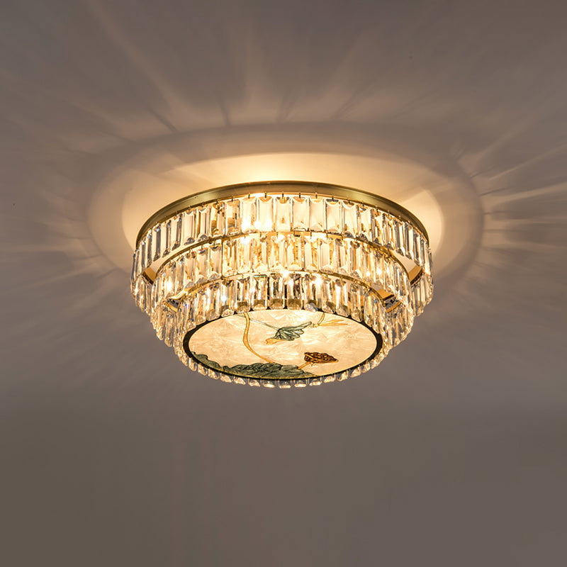 Faceted Crystal Circle Shaped Flush Mount Lighting Minimalist Brass LED Flush Mount Fixture 7 Brass B Clearhalo 'Ceiling Lights' 'Close To Ceiling Lights' 'Close to ceiling' 'Flush mount' Lighting' 2172520