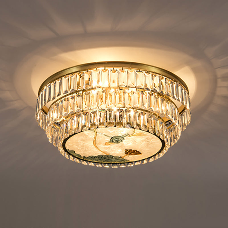 Faceted Crystal Circle Shaped Flush Mount Lighting Minimalist Brass LED Flush Mount Fixture 13 Brass B Clearhalo 'Ceiling Lights' 'Close To Ceiling Lights' 'Close to ceiling' 'Flush mount' Lighting' 2172523