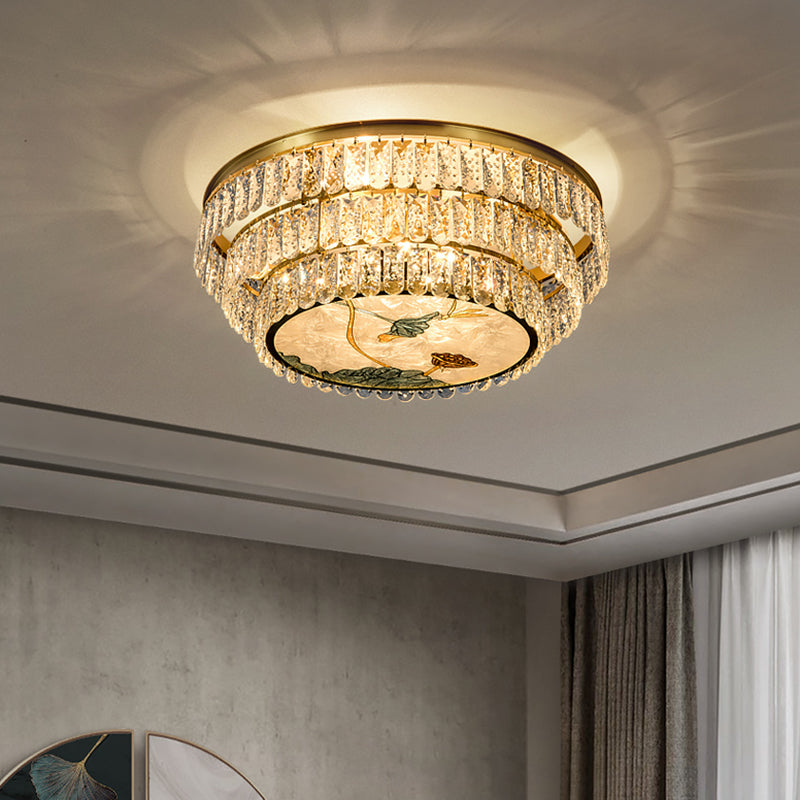 Faceted Crystal Circle Shaped Flush Mount Lighting Minimalist Brass LED Flush Mount Fixture Clearhalo 'Ceiling Lights' 'Close To Ceiling Lights' 'Close to ceiling' 'Flush mount' Lighting' 2172524