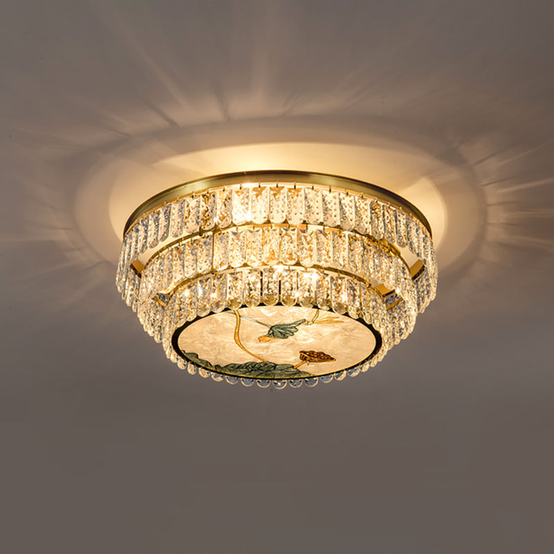 Faceted Crystal Circle Shaped Flush Mount Lighting Minimalist Brass LED Flush Mount Fixture 8 Brass A Clearhalo 'Ceiling Lights' 'Close To Ceiling Lights' 'Close to ceiling' 'Flush mount' Lighting' 2172526