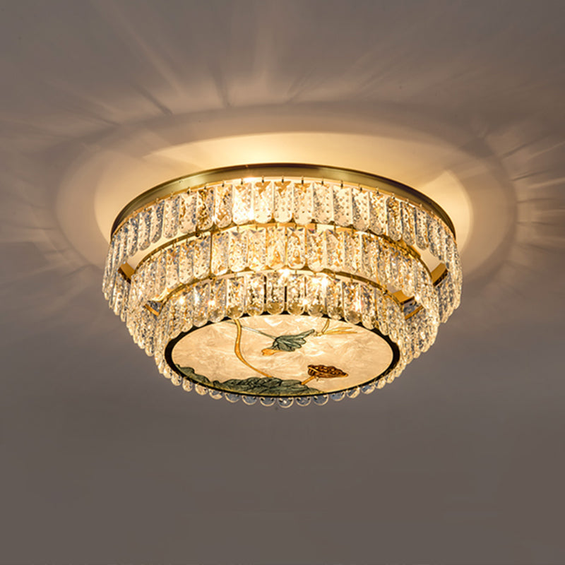 Faceted Crystal Circle Shaped Flush Mount Lighting Minimalist Brass LED Flush Mount Fixture 9 Brass A Clearhalo 'Ceiling Lights' 'Close To Ceiling Lights' 'Close to ceiling' 'Flush mount' Lighting' 2172527