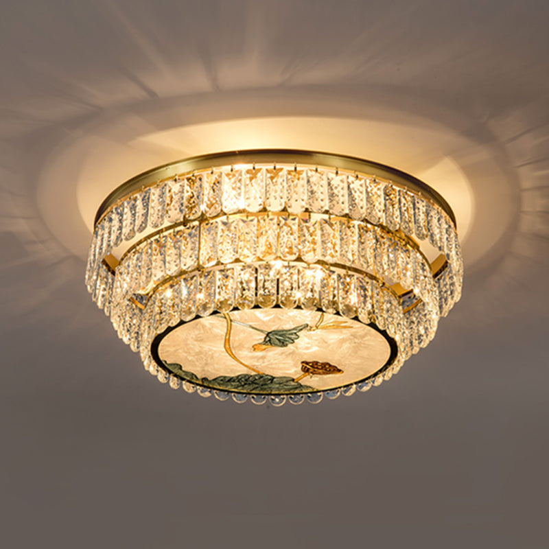 Faceted Crystal Circle Shaped Flush Mount Lighting Minimalist Brass LED Flush Mount Fixture 13 Brass A Clearhalo 'Ceiling Lights' 'Close To Ceiling Lights' 'Close to ceiling' 'Flush mount' Lighting' 2172528