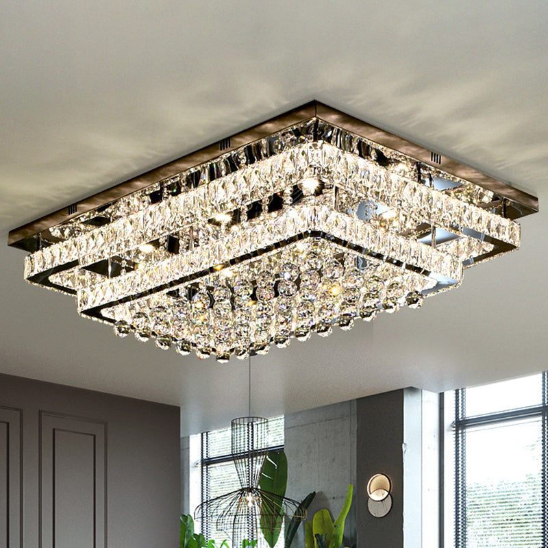 Rectangle Shaped LED Flush Mount Light Simplicity Crystal Stainless-Steel Flush Mount Ceiling Light Clearhalo 'Ceiling Lights' 'Close To Ceiling Lights' 'Close to ceiling' 'Flush mount' Lighting' 2172546