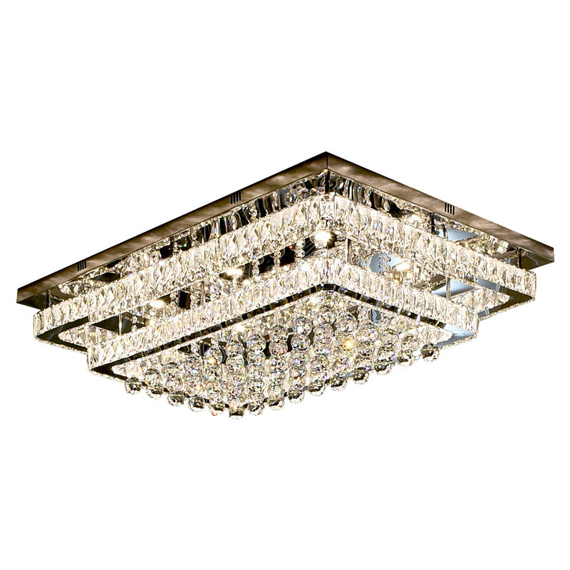 Rectangle Shaped LED Flush Mount Light Simplicity Crystal Stainless-Steel Flush Mount Ceiling Light Clearhalo 'Ceiling Lights' 'Close To Ceiling Lights' 'Close to ceiling' 'Flush mount' Lighting' 2172549