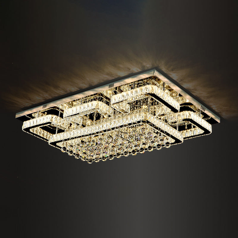 Rectangle Shaped LED Flush Mount Light Simplicity Crystal Stainless-Steel Flush Mount Ceiling Light Stainless-Steel B Clearhalo 'Ceiling Lights' 'Close To Ceiling Lights' 'Close to ceiling' 'Flush mount' Lighting' 2172552