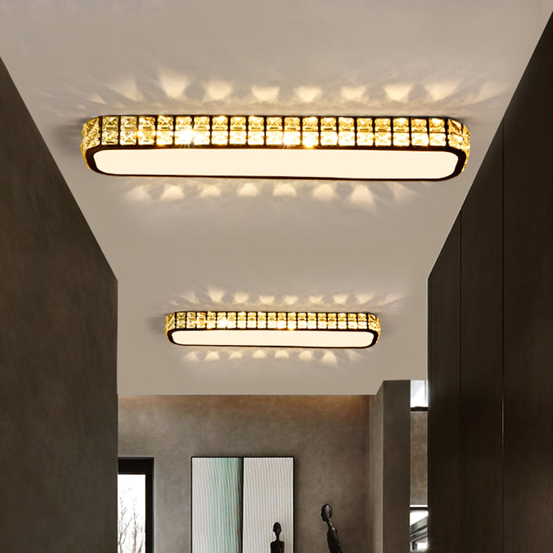 Rounded Rectangle Corridor Flush Light Crystal Artistic LED Flush Ceiling Light Fixture Clearhalo 'Ceiling Lights' 'Close To Ceiling Lights' 'Close to ceiling' 'Flush mount' Lighting' 2172557