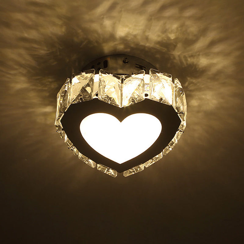 Modern Style Star Flush Mount Lighting Crystal Corridor LED Flush Ceiling Light Fixture in Stainless-Steel Stainless-Steel Large Loving Heart Clearhalo 'Ceiling Lights' 'Close To Ceiling Lights' 'Close to ceiling' 'Flush mount' Lighting' 2172586