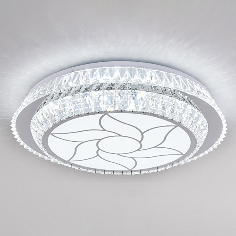 Round Bedroom LED Flush Mount Crystal Modern Flushmount Ceiling Light in Stainless-Steel Stainless-Steel Remote Control Stepless Dimming B Clearhalo 'Ceiling Lights' 'Close To Ceiling Lights' 'Close to ceiling' 'Flush mount' Lighting' 2172695