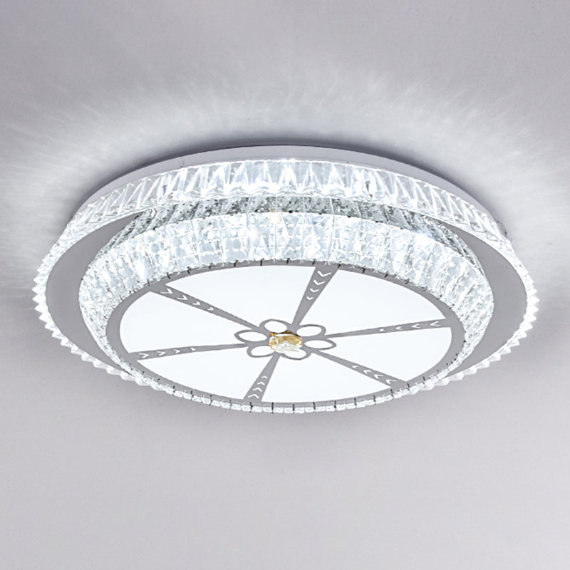 Round Bedroom LED Flush Mount Crystal Modern Flushmount Ceiling Light in Stainless-Steel Stainless-Steel Remote Control Stepless Dimming C Clearhalo 'Ceiling Lights' 'Close To Ceiling Lights' 'Close to ceiling' 'Flush mount' Lighting' 2172697