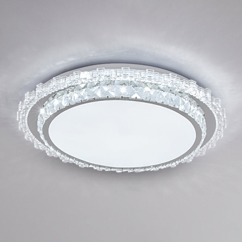 Round Bedroom LED Flush Mount Crystal Modern Flushmount Ceiling Light in Stainless-Steel Stainless-Steel Remote Control Stepless Dimming D Clearhalo 'Ceiling Lights' 'Close To Ceiling Lights' 'Close to ceiling' 'Flush mount' Lighting' 2172699
