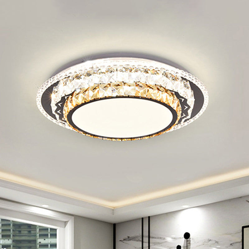 Round Bedroom LED Flush Mount Crystal Modern Flushmount Ceiling Light in Stainless-Steel Clearhalo 'Ceiling Lights' 'Close To Ceiling Lights' 'Close to ceiling' 'Flush mount' Lighting' 2172703