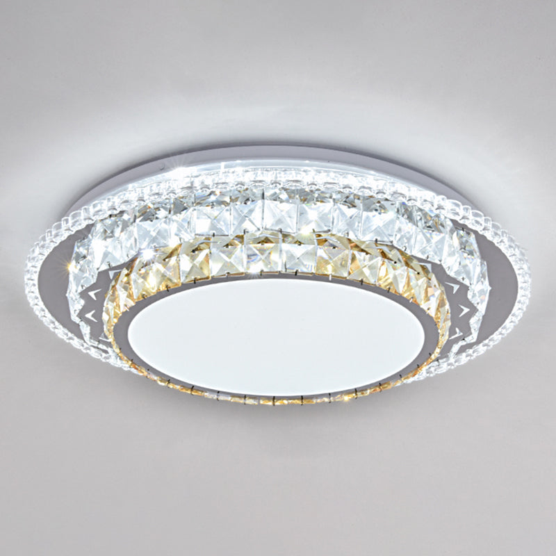 Round Bedroom LED Flush Mount Crystal Modern Flushmount Ceiling Light in Stainless-Steel Stainless-Steel Remote Control Stepless Dimming F Clearhalo 'Ceiling Lights' 'Close To Ceiling Lights' 'Close to ceiling' 'Flush mount' Lighting' 2172705