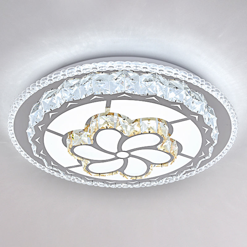 Round Bedroom LED Flush Mount Crystal Modern Flushmount Ceiling Light in Stainless-Steel Stainless-Steel Remote Control Stepless Dimming H Clearhalo 'Ceiling Lights' 'Close To Ceiling Lights' 'Close to ceiling' 'Flush mount' Lighting' 2172710