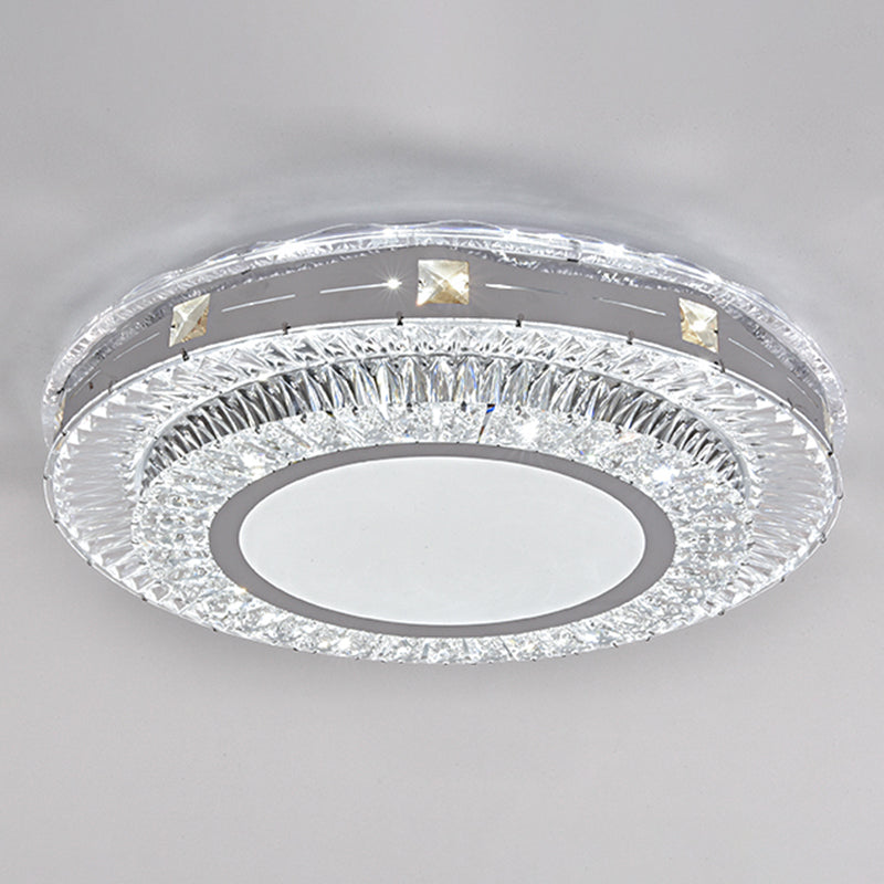 Round Bedroom LED Flush Mount Crystal Modern Flushmount Ceiling Light in Stainless-Steel Stainless-Steel Remote Control Stepless Dimming I Clearhalo 'Ceiling Lights' 'Close To Ceiling Lights' 'Close to ceiling' 'Flush mount' Lighting' 2172713