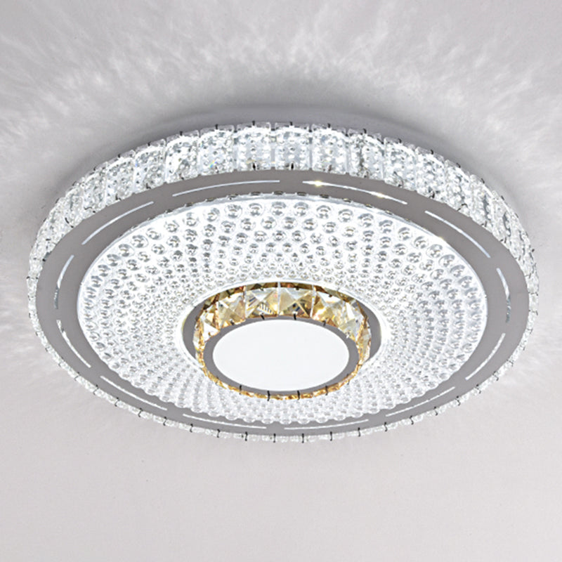 Round Bedroom LED Flush Mount Crystal Modern Flushmount Ceiling Light in Stainless-Steel Stainless-Steel Remote Control Stepless Dimming K Clearhalo 'Ceiling Lights' 'Close To Ceiling Lights' 'Close to ceiling' 'Flush mount' Lighting' 2172717