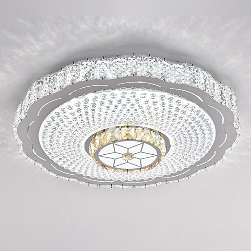 Round Bedroom LED Flush Mount Crystal Modern Flushmount Ceiling Light in Stainless-Steel Stainless-Steel Remote Control Stepless Dimming L Clearhalo 'Ceiling Lights' 'Close To Ceiling Lights' 'Close to ceiling' 'Flush mount' Lighting' 2172719