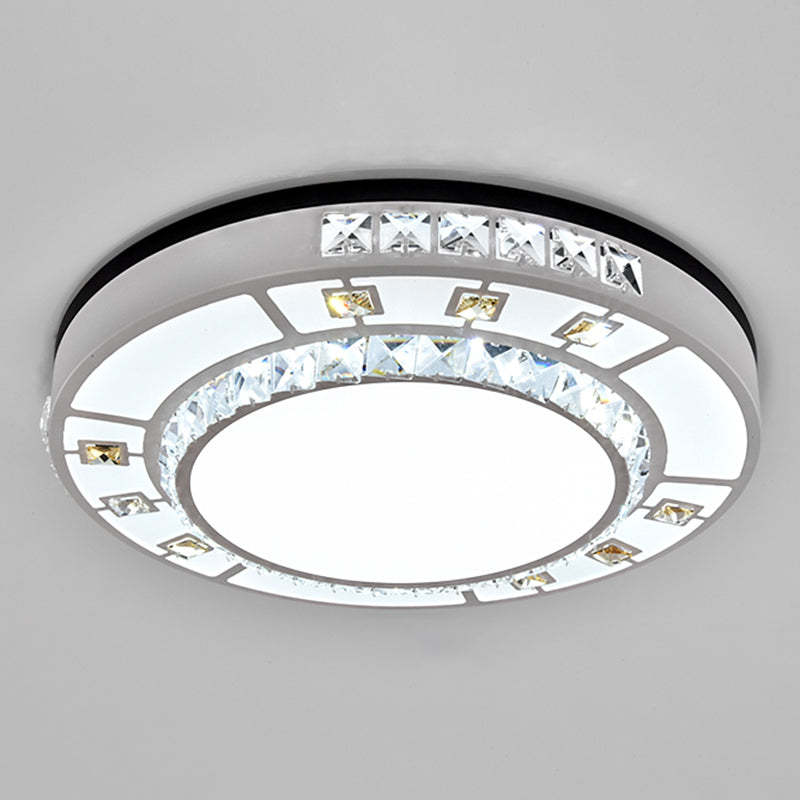 Drum LED Flush Mount Light Simplicity Crystal Bedroom Flush Mount Ceiling Light in Stainless-Steel Stainless-Steel Remote Control Stepless Dimming B Clearhalo 'Ceiling Lights' 'Close To Ceiling Lights' 'Close to ceiling' 'Flush mount' Lighting' 2172752