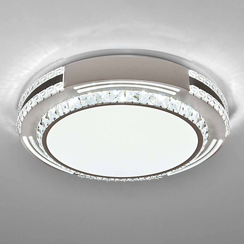 Drum LED Flush Mount Light Simplicity Crystal Bedroom Flush Mount Ceiling Light in Stainless-Steel Stainless-Steel Remote Control Stepless Dimming D Clearhalo 'Ceiling Lights' 'Close To Ceiling Lights' 'Close to ceiling' 'Flush mount' Lighting' 2172756