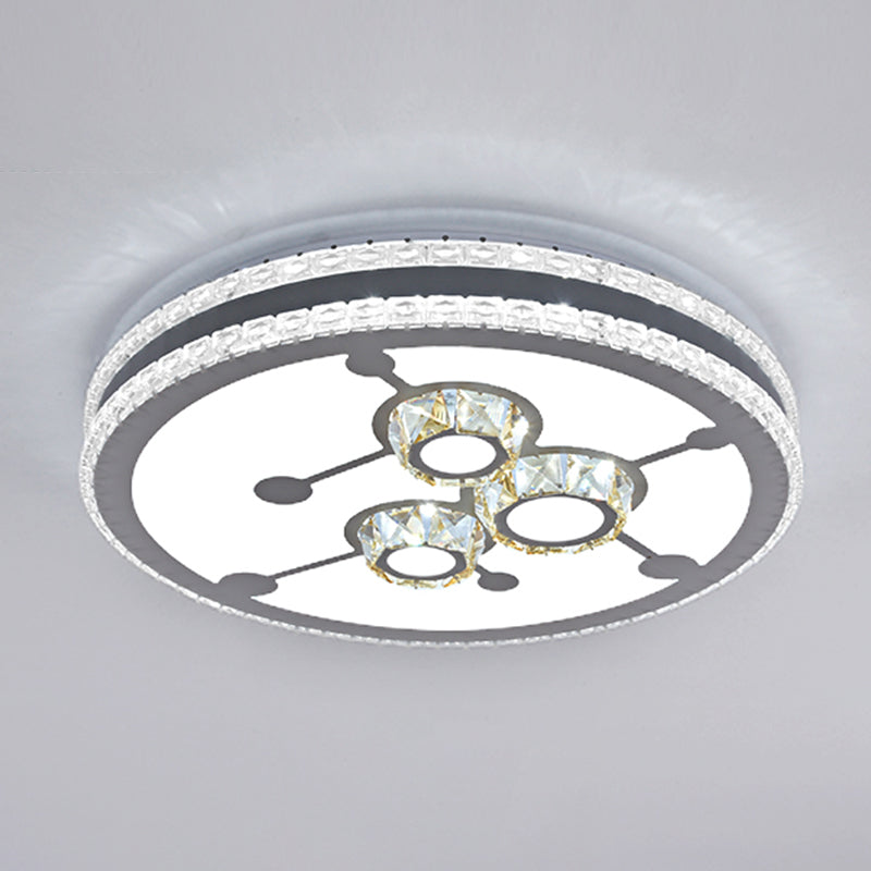 Drum LED Flush Mount Light Simplicity Crystal Bedroom Flush Mount Ceiling Light in Stainless-Steel Stainless-Steel Remote Control Stepless Dimming H Clearhalo 'Ceiling Lights' 'Close To Ceiling Lights' 'Close to ceiling' 'Flush mount' Lighting' 2172767