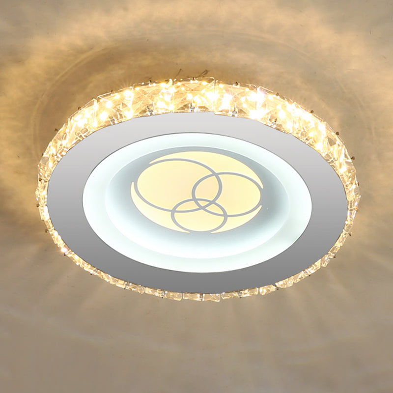 Circle Shaped LED Flush Mount Modern Crystal Stainless-Steel Flushmount Ceiling Light Stainless-Steel Circle Clearhalo 'Ceiling Lights' 'Close To Ceiling Lights' 'Close to ceiling' 'Flush mount' Lighting' 2172800