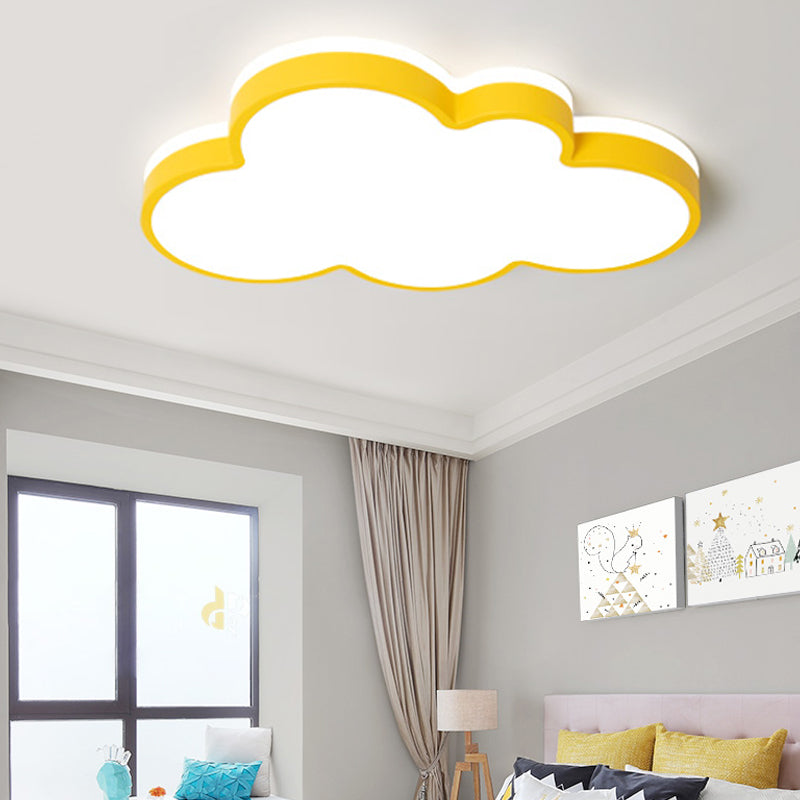 Cloud Shade Bedroom Ceiling Light Acrylic and Metal LED Cartoon Style Flush Pendant Light in Yellow/White Yellow Clearhalo 'Ceiling Lights' 'Close To Ceiling Lights' 'Close to ceiling' 'Flush mount' Lighting' 217367