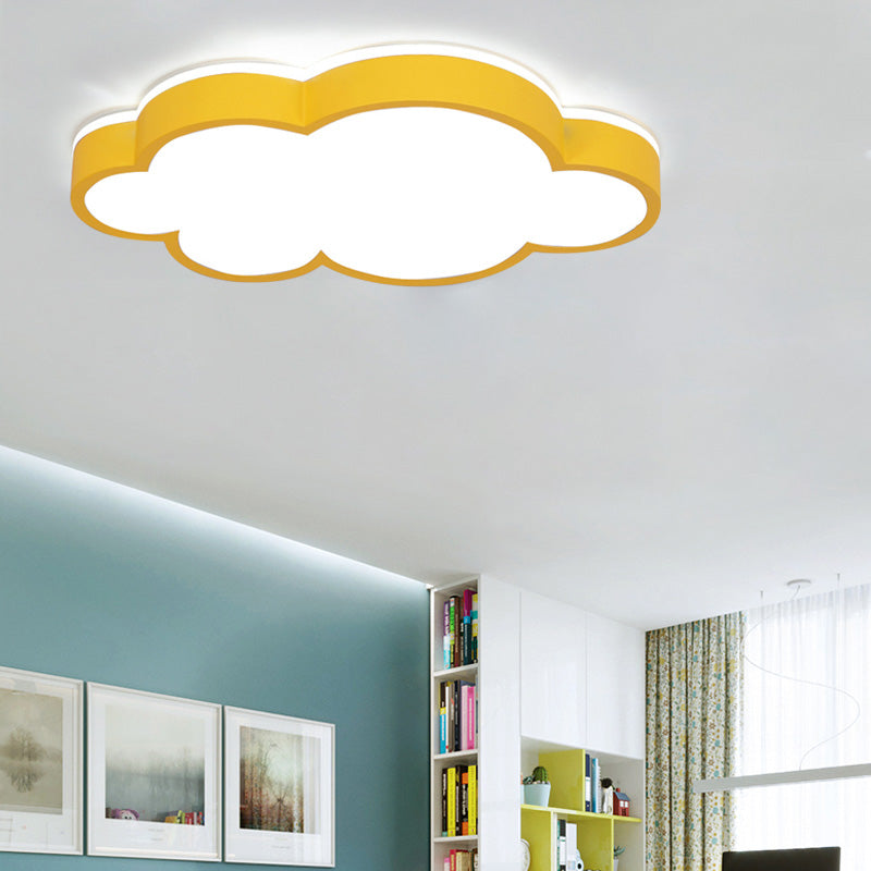 Cloud Shade Bedroom Ceiling Light Acrylic and Metal LED Cartoon Style Flush Pendant Light in Yellow/White Clearhalo 'Ceiling Lights' 'Close To Ceiling Lights' 'Close to ceiling' 'Flush mount' Lighting' 217368