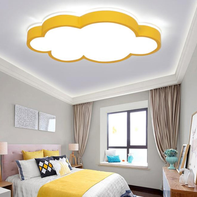 Cloud Shade Bedroom Ceiling Light Acrylic and Metal LED Cartoon Style Flush Pendant Light in Yellow/White Clearhalo 'Ceiling Lights' 'Close To Ceiling Lights' 'Close to ceiling' 'Flush mount' Lighting' 217369