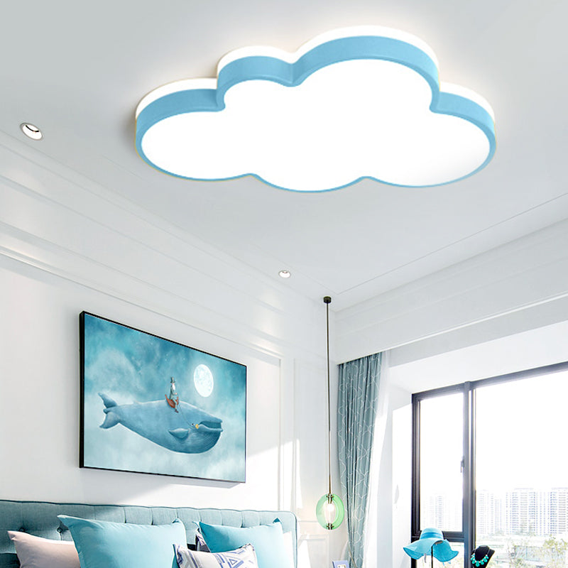 Cloud Shade Bedroom Ceiling Light Acrylic and Metal LED Cartoon Style Flush Pendant Light in Yellow/White Clearhalo 'Ceiling Lights' 'Close To Ceiling Lights' 'Close to ceiling' 'Flush mount' Lighting' 217373