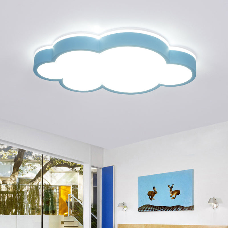 Cloud Shade Bedroom Ceiling Light Acrylic and Metal LED Cartoon Style Flush Pendant Light in Yellow/White Clearhalo 'Ceiling Lights' 'Close To Ceiling Lights' 'Close to ceiling' 'Flush mount' Lighting' 217374