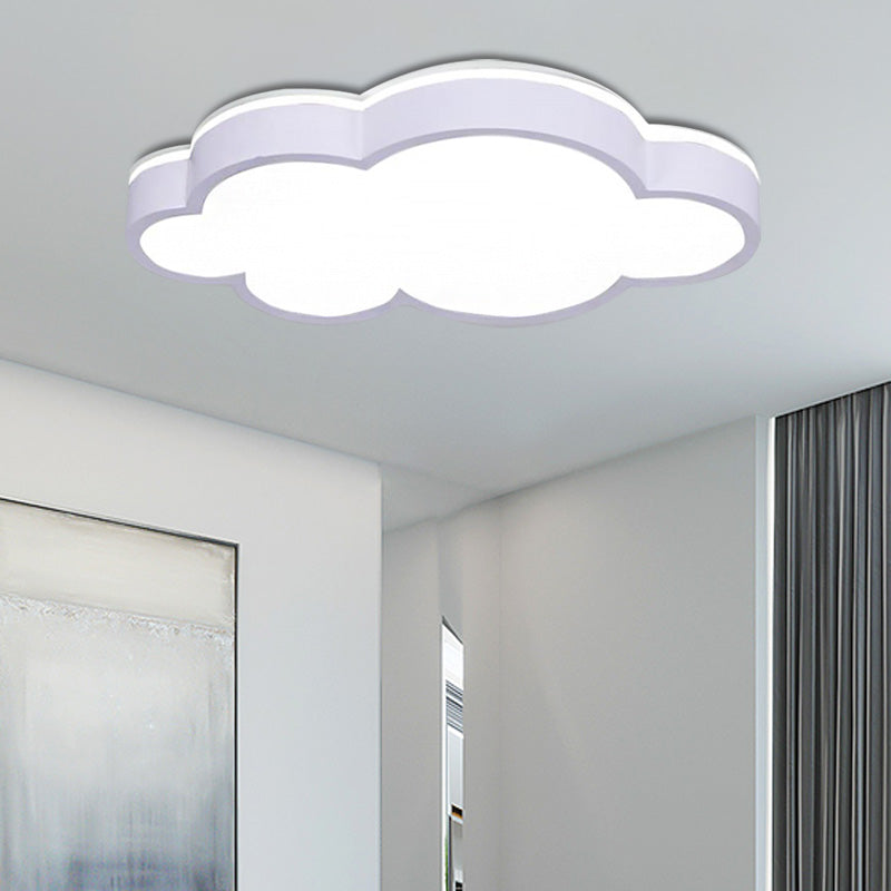 Cloud Shade Bedroom Ceiling Light Acrylic and Metal LED Cartoon Style Flush Pendant Light in Yellow/White White Clearhalo 'Ceiling Lights' 'Close To Ceiling Lights' 'Close to ceiling' 'Flush mount' Lighting' 217377