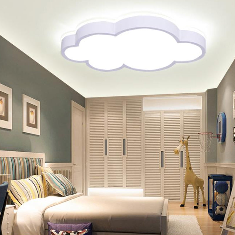 Cloud Shade Bedroom Ceiling Light Acrylic and Metal LED Cartoon Style Flush Pendant Light in Yellow/White Clearhalo 'Ceiling Lights' 'Close To Ceiling Lights' 'Close to ceiling' 'Flush mount' Lighting' 217379