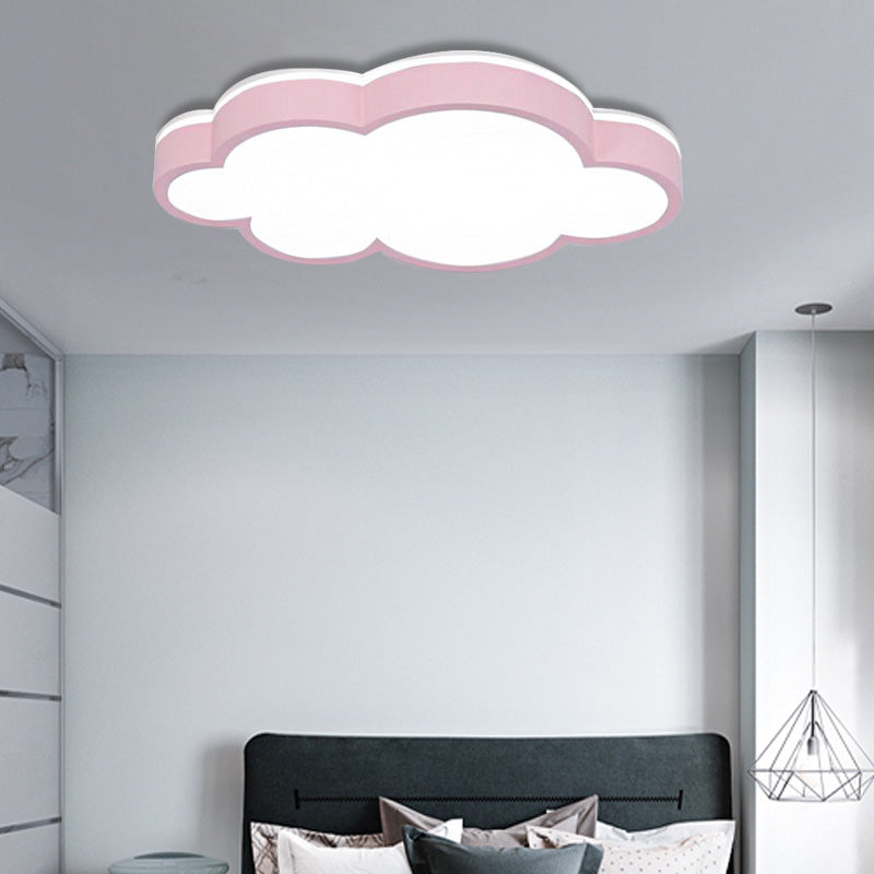 Cloud Shade Bedroom Ceiling Light Acrylic and Metal LED Cartoon Style Flush Pendant Light in Yellow/White Pink Clearhalo 'Ceiling Lights' 'Close To Ceiling Lights' 'Close to ceiling' 'Flush mount' Lighting' 217381