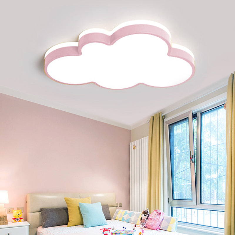 Cloud Shade Bedroom Ceiling Light Acrylic and Metal LED Cartoon Style Flush Pendant Light in Yellow/White Clearhalo 'Ceiling Lights' 'Close To Ceiling Lights' 'Close to ceiling' 'Flush mount' Lighting' 217383