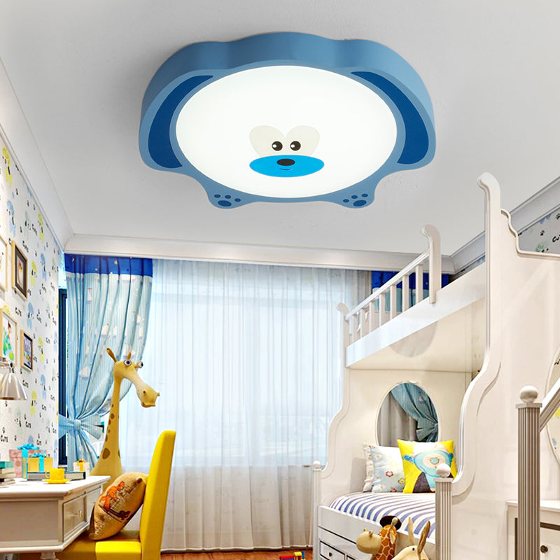 Bear Flush Mount Fixture Cartoon Style Acrylic and Metal LED Blue/Pink Flushmount Lighting for Children Room Clearhalo 'Ceiling Lights' 'Close To Ceiling Lights' 'Close to ceiling' 'Flush mount' Lighting' 217398