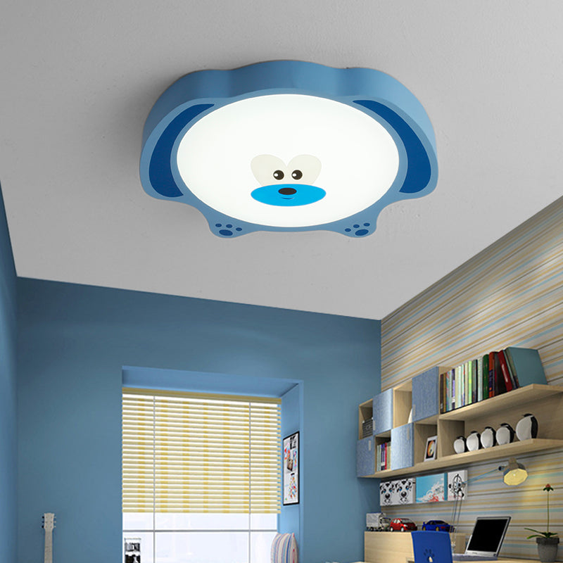 Bear Flush Mount Fixture Cartoon Style Acrylic and Metal LED Blue/Pink Flushmount Lighting for Children Room Blue Clearhalo 'Ceiling Lights' 'Close To Ceiling Lights' 'Close to ceiling' 'Flush mount' Lighting' 217399