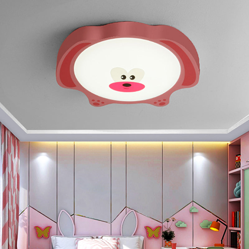 Bear Flush Mount Fixture Cartoon Style Acrylic and Metal LED Blue/Pink Flushmount Lighting for Children Room Clearhalo 'Ceiling Lights' 'Close To Ceiling Lights' 'Close to ceiling' 'Flush mount' Lighting' 217403