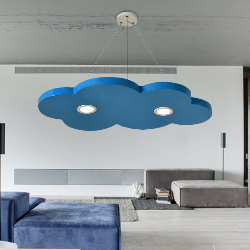 Cartoon Style Cloud Chandelier Lighting Metallic 12.5"/19.5" W LED Living Room Pendant Lamp in Yellow/Orange Blue Clearhalo 'Ceiling Lights' 'Chandeliers' Lighting' options 217523_37782d82-a66f-475f-add7-a8e8608750eb