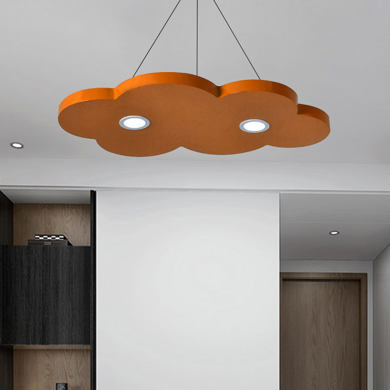 Cartoon Style Cloud Chandelier Lighting Metallic 12.5"/19.5" W LED Living Room Pendant Lamp in Yellow/Orange Clearhalo 'Ceiling Lights' 'Chandeliers' Lighting' options 217533