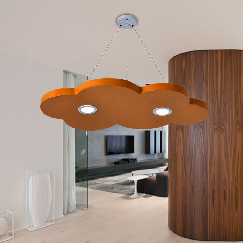 Cartoon Style Cloud Chandelier Lighting Metallic 12.5"/19.5" W LED Living Room Pendant Lamp in Yellow/Orange Clearhalo 'Ceiling Lights' 'Chandeliers' Lighting' options 217534